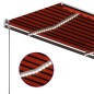 vidaXL Toldo manual retráctil con LED naranja y marrón 450x350 cm vidaXL Toldo manual retráctil con LED naranja y marrón 450x350 cm
