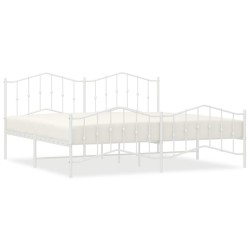vidaXL Estructura cama metal con cabecero y pie cama blanco 193x203 cm