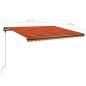 vidaXL Toldo manual retráctil con LED naranja y marrón 450x350 cm vidaXL Toldo manual retráctil con LED naranja y marrón 450x350 cm