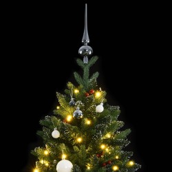 vidaXL Árbol de Navidad artificial con bisagras 300 LED y bolas 210 cm