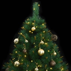 vidaXL Árbol Navidad artificial con bisagras 150 LED y bolas 120 cm