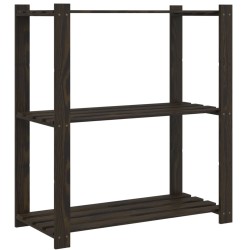 vidaXL Estantería de 3 niveles madera maciza de pino negro 80x38x90 cm