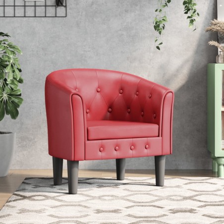vidaXL Sillón cuero sintético rojo tinto