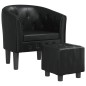 vidaXL Sillón con taburete cuero sintético negro vidaXL Sillón con taburete cuero sintético negro