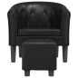 vidaXL Sillón con taburete cuero sintético negro vidaXL Sillón con taburete cuero sintético negro