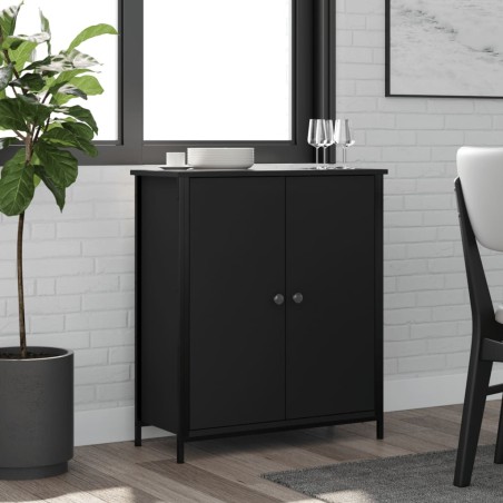 vidaXL Aparador de madera de ingeniería negro 70x30x80 cm