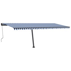 vidaXL Toldo automático LED sensor de viento azul y blanco 600x350 cm