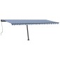 vidaXL Toldo automático LED sensor de viento azul y blanco 600x350 cm vidaXL Toldo automático LED sensor de viento azul y blanco 600x350 cm