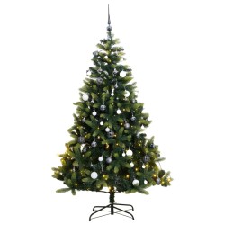vidaXL Árbol de Navidad artificial con bisagras 150 LED y bolas 150 cm