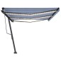 vidaXL Toldo automático LED sensor de viento azul y blanco 600x350 cm vidaXL Toldo automático LED sensor de viento azul y blanco 600x350 cm