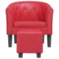 vidaXL Sillón con taburete cuero sintético rojo vidaXL Sillón con taburete cuero sintético rojo