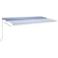 vidaXL Toldo automático LED sensor de viento azul y blanco 600x350 cm vidaXL Toldo automático LED sensor de viento azul y blanco 600x350 cm