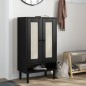 vidaXL Zapatero SENJA aspecto ratán madera maciza negro 59,5x35x107cm vidaXL Zapatero SENJA aspecto ratán madera maciza negro 59,5x35x107cm
