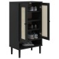 vidaXL Zapatero SENJA aspecto ratán madera maciza negro 59,5x35x107cm vidaXL Zapatero SENJA aspecto ratán madera maciza negro 59,5x35x107cm