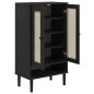 vidaXL Zapatero SENJA aspecto ratán madera maciza negro 59,5x35x107cm vidaXL Zapatero SENJA aspecto ratán madera maciza negro 59,5x35x107cm