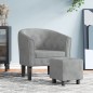 vidaXL Sillón con taburete terciopelo gris claro vidaXL Sillón con taburete terciopelo gris claro