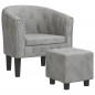 vidaXL Sillón con taburete terciopelo gris claro vidaXL Sillón con taburete terciopelo gris claro