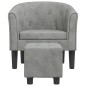 vidaXL Sillón con taburete terciopelo gris claro vidaXL Sillón con taburete terciopelo gris claro