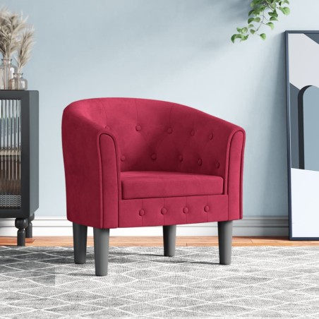 vidaXL Sillón de terciopelo rojo tinto
