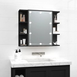 vidaXL Mueble con espejo y LED negro 70x16,5x60 cm