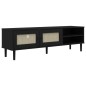 vidaXL Mueble de TV SENJA aspecto ratán madera pino negro 158x40x49 cm