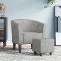 vidaXL Sillón con taburete terciopelo gris claro vidaXL Sillón con taburete terciopelo gris claro