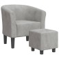 vidaXL Sillón con taburete terciopelo gris claro vidaXL Sillón con taburete terciopelo gris claro