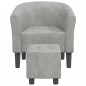 vidaXL Sillón con taburete terciopelo gris claro vidaXL Sillón con taburete terciopelo gris claro