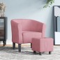 vidaXL Sillón con taburete terciopelo rosa vidaXL Sillón con taburete terciopelo rosa