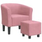 vidaXL Sillón con taburete terciopelo rosa vidaXL Sillón con taburete terciopelo rosa