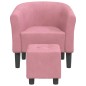 vidaXL Sillón con taburete terciopelo rosa vidaXL Sillón con taburete terciopelo rosa