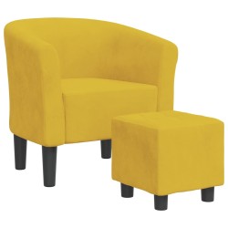 vidaXL Sillón con taburete terciopelo amarillo