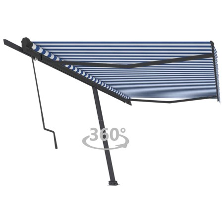 vidaXL Toldo de pie automático azul y blanco 500x350 cm