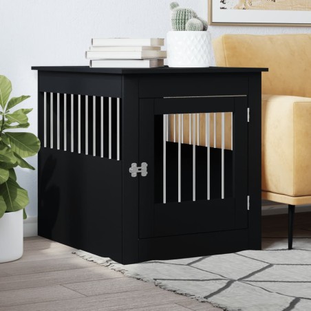 vidaXL Jaula para perros madera de ingeniería negro 64,5x80x71 cm