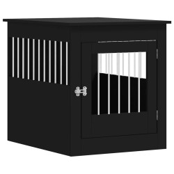 vidaXL Jaula para perros madera de ingeniería negro 64,5x80x71 cm
