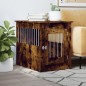 vidaXL Jaula para perros madera ingeniería roble ahumado 55x80x68 cm