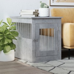 vidaXL Jaula para perros madera ingeniería gris hormigón 55x75x65 cm
