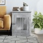 vidaXL Jaula para perros madera ingeniería gris hormigón 55x75x65 cm