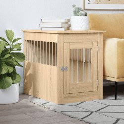 vidaXL Jaula para perros madera de ingeniería roble Sonoma 55x80x68 cm