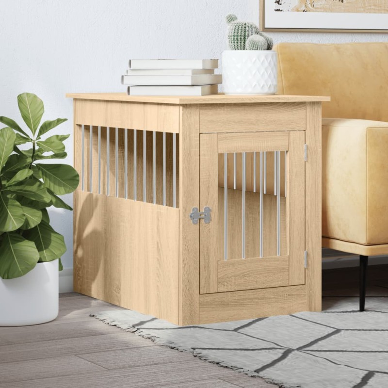 vidaXL Jaula para perros madera de ingeniería roble Sonoma 55x80x68 cm