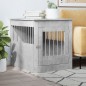 vidaXL Jaula para perros madera ingeniería gris hormigón 64,5x80x71 cm