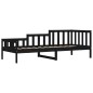 vidaXL Sofá cama de madera maciza de pino negro 80x200 cm vidaXL Sofá cama de madera maciza de pino negro 80x200 cm