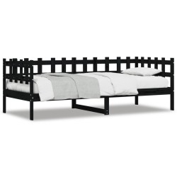 vidaXL Sofá cama madera maciza de pino negro 90x200 cm