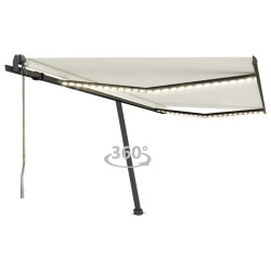vidaXL Toldo automático con LED y sensor de viento crema 400x350 cm