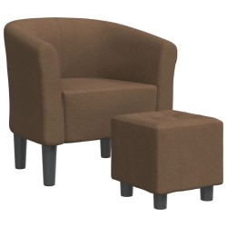 vidaXL Sillón con taburete tela marrón