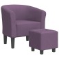 vidaXL Sillón con taburete tela morado vidaXL Sillón con taburete tela morado
