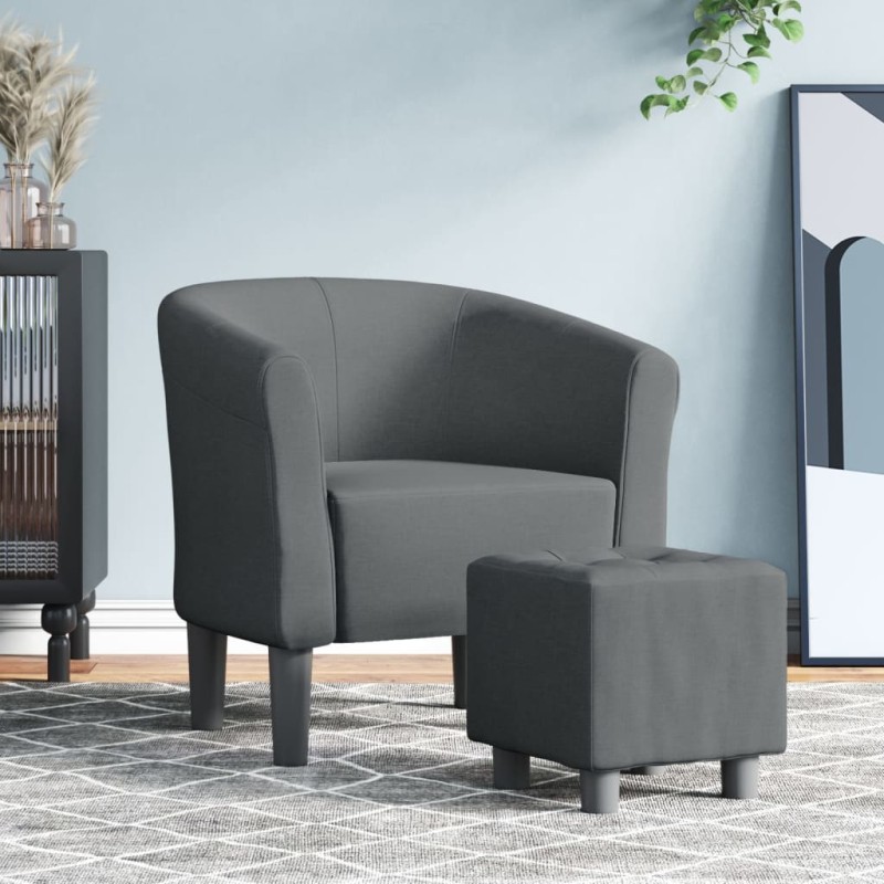 vidaXL Sillón con taburete tela gris oscuro vidaXL Sillón con taburete tela gris oscuro