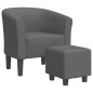 vidaXL Sillón con taburete tela gris oscuro vidaXL Sillón con taburete tela gris oscuro