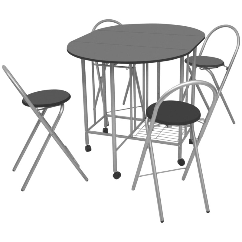vidaXL Conjunto de comedor plegable 5 piezas MDF negro vidaXL Conjunto de comedor plegable 5 piezas MDF negro