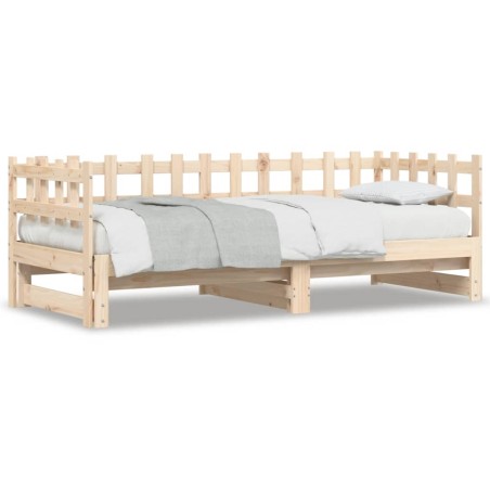 vidaXL Sofá cama extraíble madera maciza de pino 2x(90x200) cm